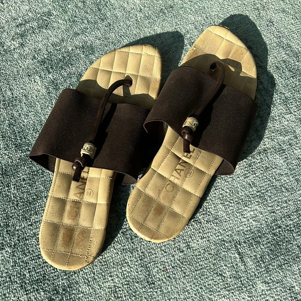 Vintage Chanel Brown CC Sandal - Picture 3 of 6